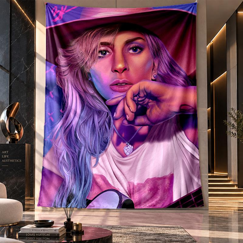 Wall Hanging Tapestry,Lady Gaga Printed Fabric Backdrop For Dorm Room Party Decoration