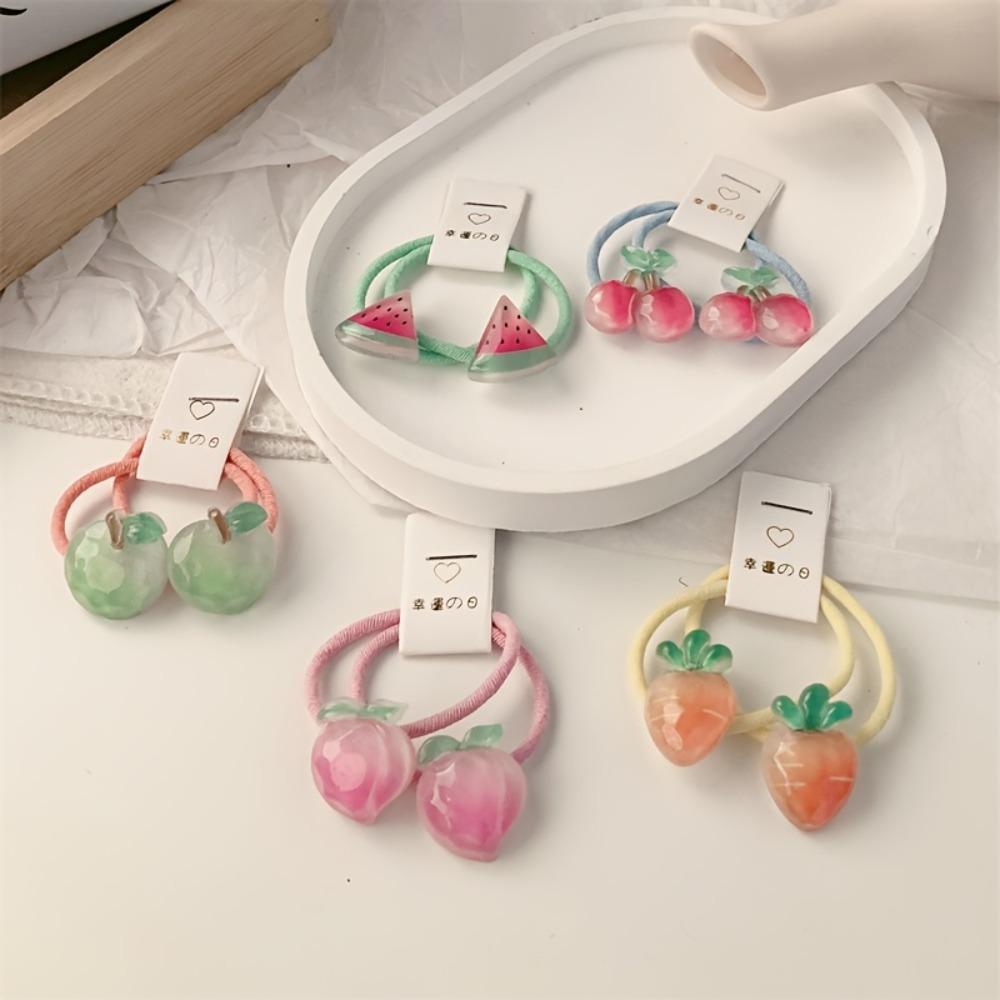 2/10pcs Bohemia Children's Carrot Head Rope Female Korean Cute Fruit Headwear Hair Tie Rubber Band Cherry Hair Rope