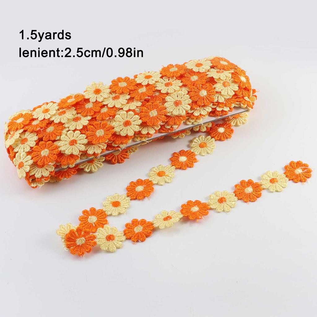 Daisy Flower Lace Trim Embroidered DIY Handmade Patchwork Ribbon Sewing Supplies Crafts 2.5CM Wide 1.5Yards Colorful