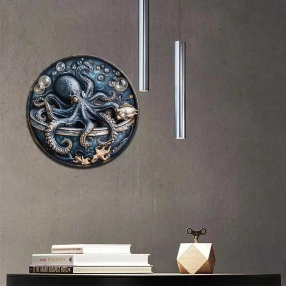 Art Mural Métallique Poulpe Vintage Décor Maison Bureau