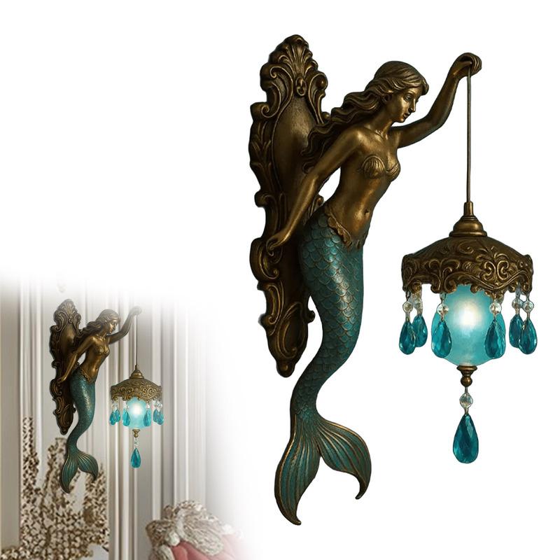 Wall Lamp Retro Base Design Night Light Statue Wall Lamp Ocean Themed Artwork Suitable For Bedroom Hotel Easter Eggs Decorations