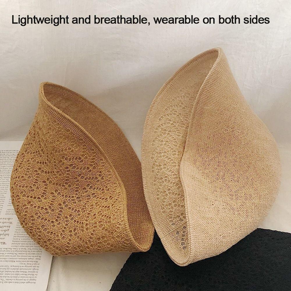 Girls Portable Big Visors Outdoor Double-sided Anti-UV Sun Hat Fisherman Cap Beach Cap Bucket Hat