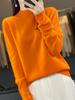 Women's Half-High Neck Wool Sweater Pullover - Loose Fit, Autumn/Winter Knitwear