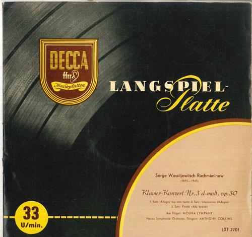 

LP Record MOURA LYMPANY, ANTHONY COLLINS, NEU - Rachmaninow Klavier - Konzert Nr3 D LXT2701 DECCA Germany Classical Used