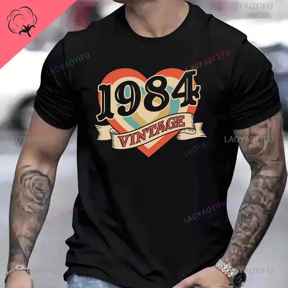 Vintage 1984 Birthday Cotton T Shirts for Men Women Short Sleeve Clothing Retro Tshirts Born in 1984 Clothes for Men Tops Tee
