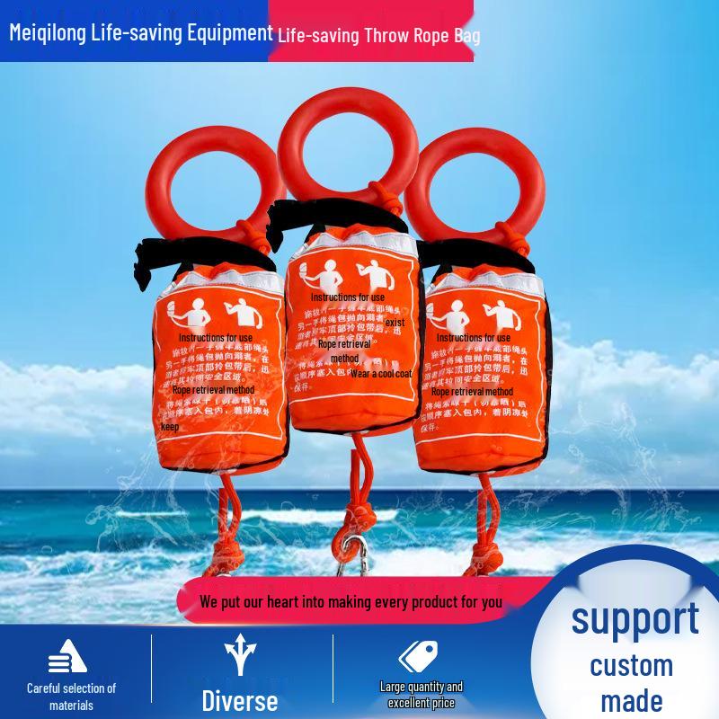 

Светоотражающий плавучий спасательный мешок для бросания - Спасательный буй с веревкой Ring & Buckle + Customizable Packaging + ¥8