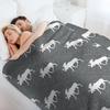 Moose On Grey Throw Blanket Long Lasting Soft Plush Blanket For Daily Use