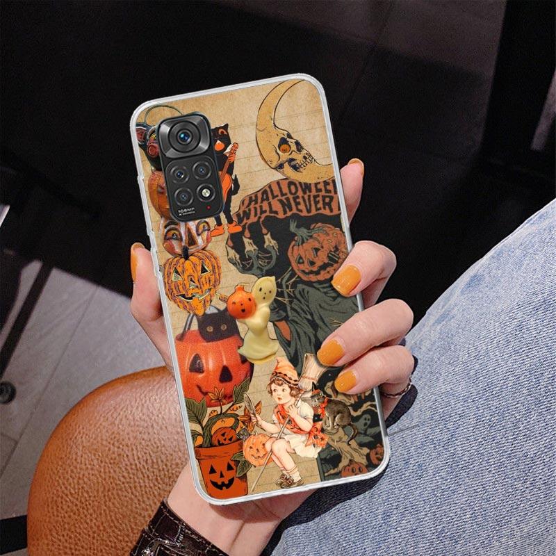 Halloween Fall Art Witch Cat Phone Case For Xiaomi Redmi Note 15 14 13 12S 12 11 Pro Plus 14S 11S 11E 10 10S 11T 5G Personalized
