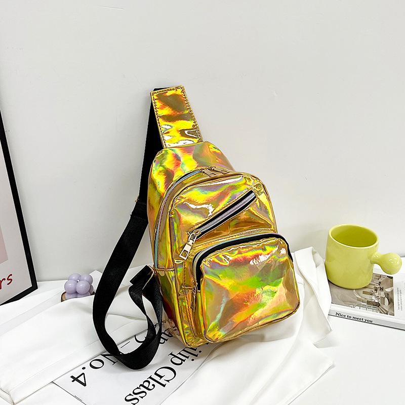 New Breast Bag Women's Texture Glossy Multi-functional Color Casual Shoulder Messenger Women's Bag