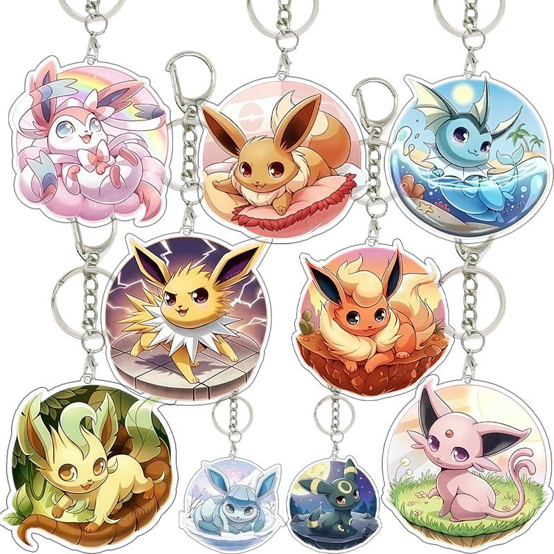 Eevee Acrylic Keychain Anime Cartoon Umbreon Jolteon Leafeon Sylveon Cute Character Accessory Backpack Pendant Decoration Gift
