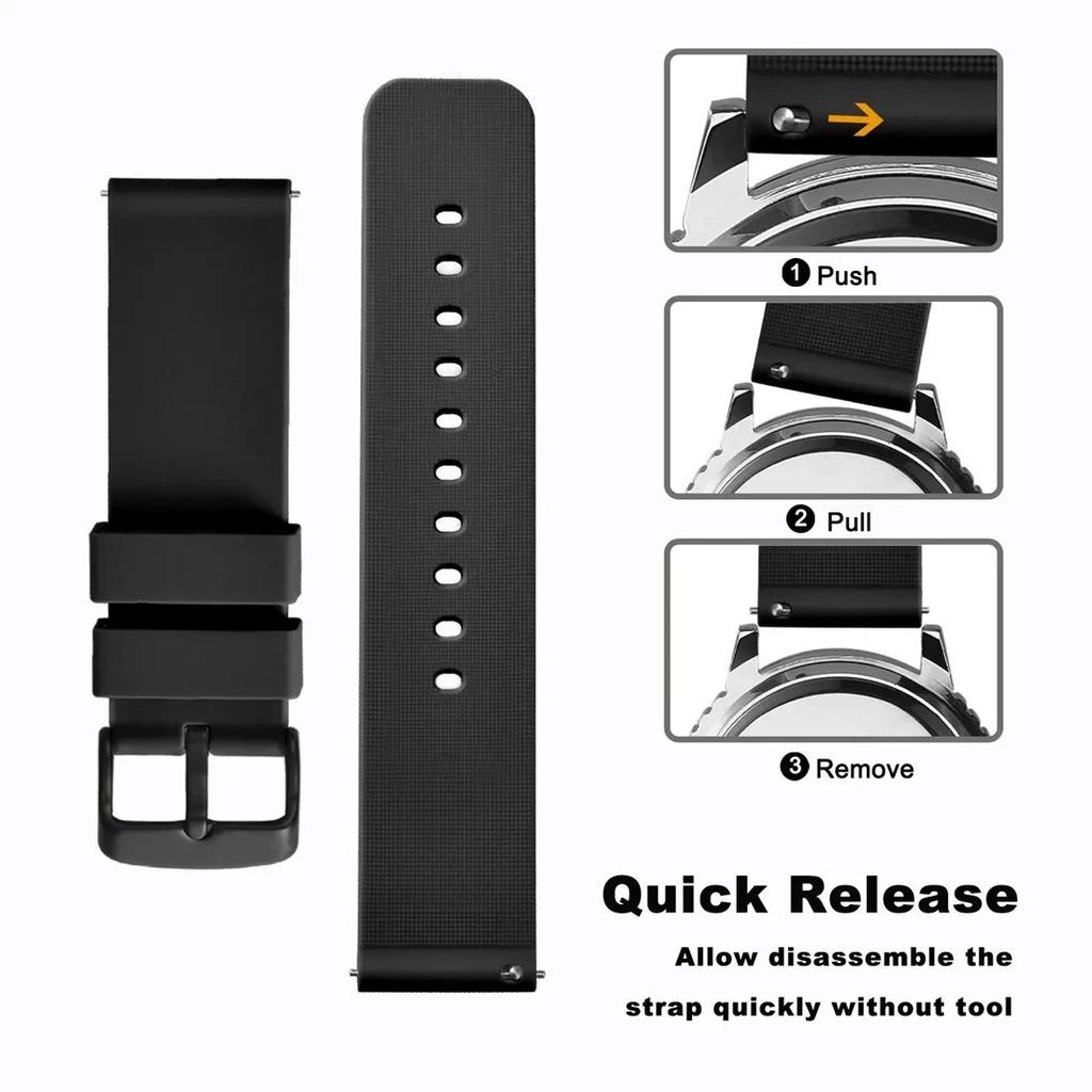 20mmwatch Strap 22mm Universal Watch Band Silicone Rubber Link Bracelet Wrist Strap Light Soft For Smartwatch
