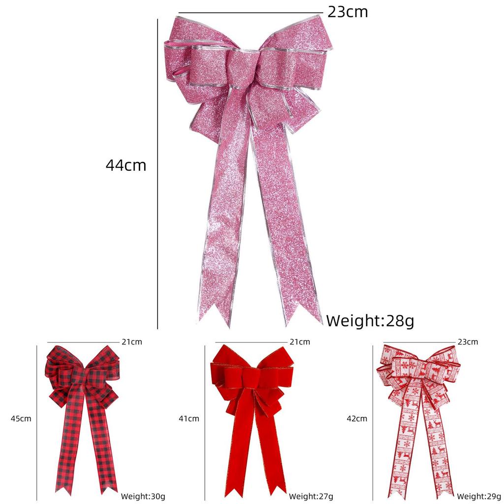 Handcrafted Christmas Decoration Red And Black Plaid Bow For Festive Tree Ornament