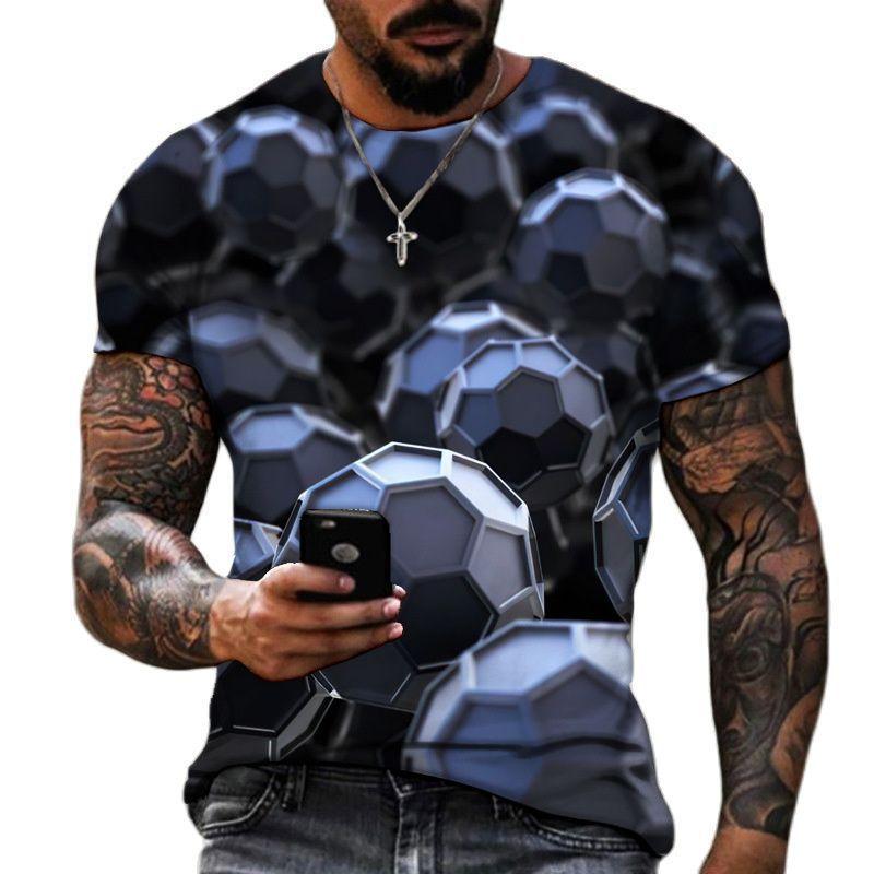 3D Men's T-shirt Fashionable Round Neck Short Sleeved Top Summer New Men's Top
