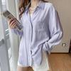 Frühling Herbst Mode Umlegekragen Einfach Bequem Vielseitig Verkauf Anmutig Damenhemden Einfarbig