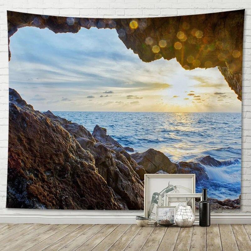 

Натуральный пещерный пейзаж, гобелен, украшение для дома, эстетичный подвесной фон, ткань 100x75cm