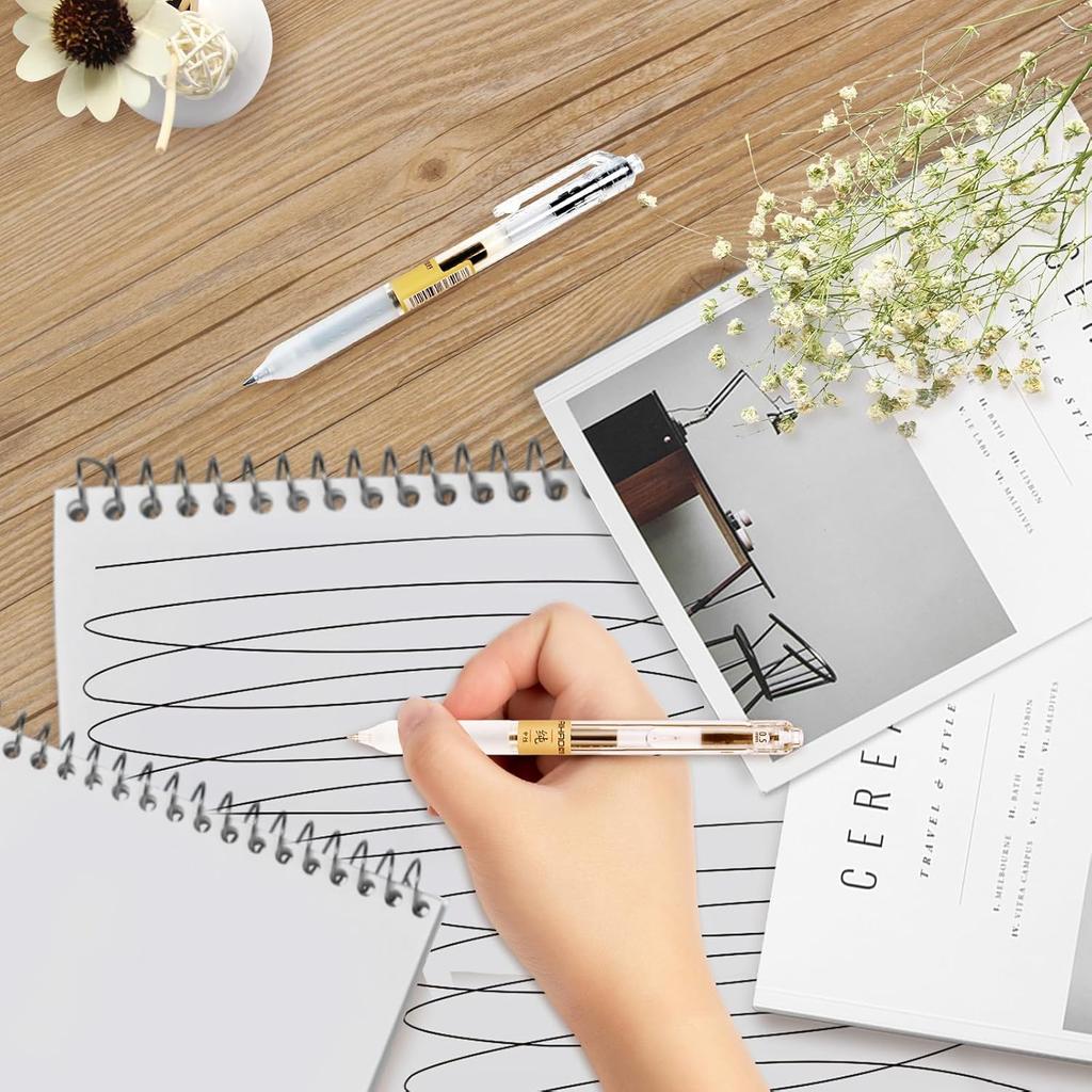 12 Pcs, Gel Pens 0.5mm, Retractable Pens, Black Pens 0.5 Fine Point, Style of Japanese Gel Pen, Retractable Gel Pens for Asian Korean Japan Office