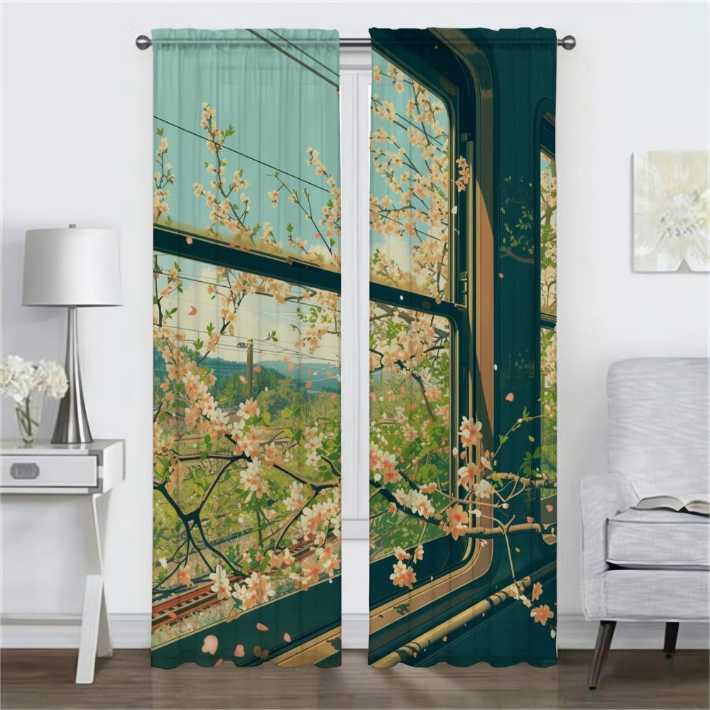 Der Frühling kommt Vorhänge Kinderzimmer Fenster Vorhang für Zimmer 2 Paneele Halloween Dekoration Rollos Tüll für Schlafzimmer Trennwand