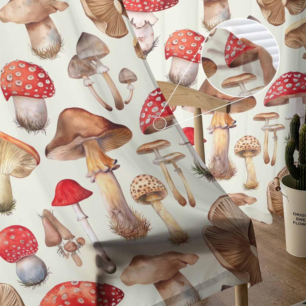 Pilzpflanze Retro Transparente Vorhänge zur Wohnzimmerdekoration Fenstergardinen für die Küche Tüll Voile Organza Vorhänge