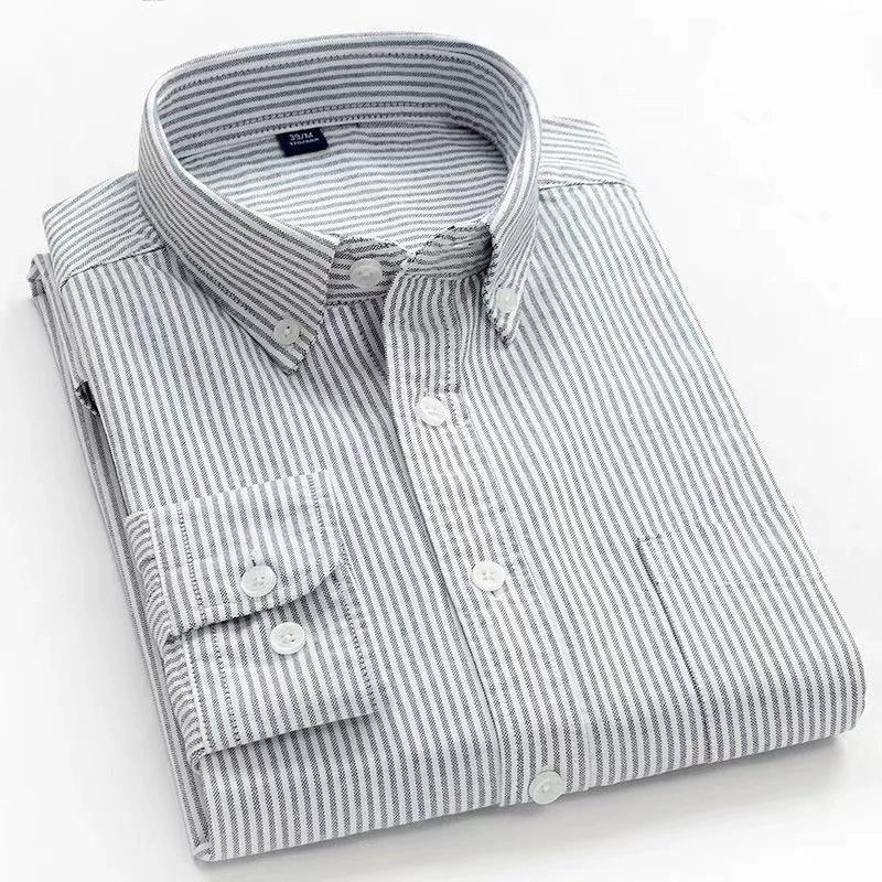 Spring and Autumn Striped Shirt Long-sleeved Men's Business Casual Shirt Men's Non-iron Slim Slimming Men's Clothing