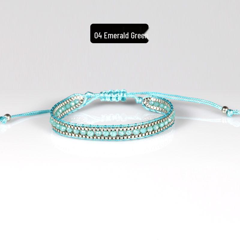 Bohemian Handmade Woven Crystal Beaded Friendship Bracelet for Women