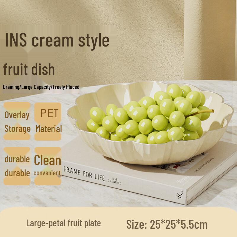 Cream Style Round Snack and Fruit Plate