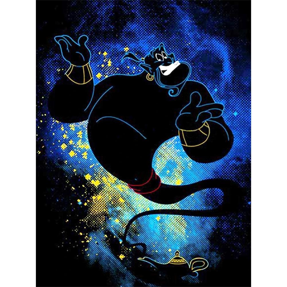 

Disney Diamond Painting Genie Neon Art Painting, Cartoon 5D Diamond Cross Stitch Mosaic Home Decor Gift Round 20x30cm