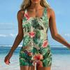Women's Two Piece Tankini Swimsuit Set Floral Print Sporty Swimwear Top and Bottoms Beachwear Summer Pool Outfit