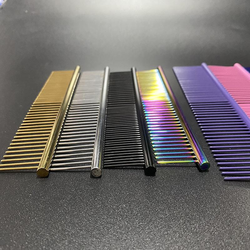 

Pet Dematting Comb Stainless Steel Pet Grooming Comb Professional Anti-Corrosion Grooming Comb Pet Grooming Supplies Pro Grooming Tool as the picture
