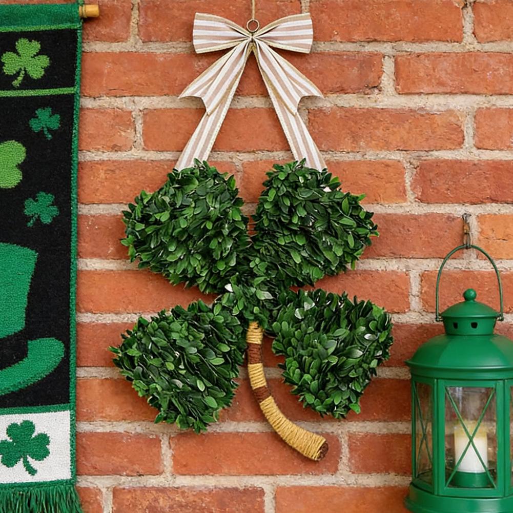 St. Patrick's Day Wreath With Four-Leaf Clover Wooden Wall Door Ornament Hanging Hanger Fireplace 2026 Arrangement Decorati Y5U2
