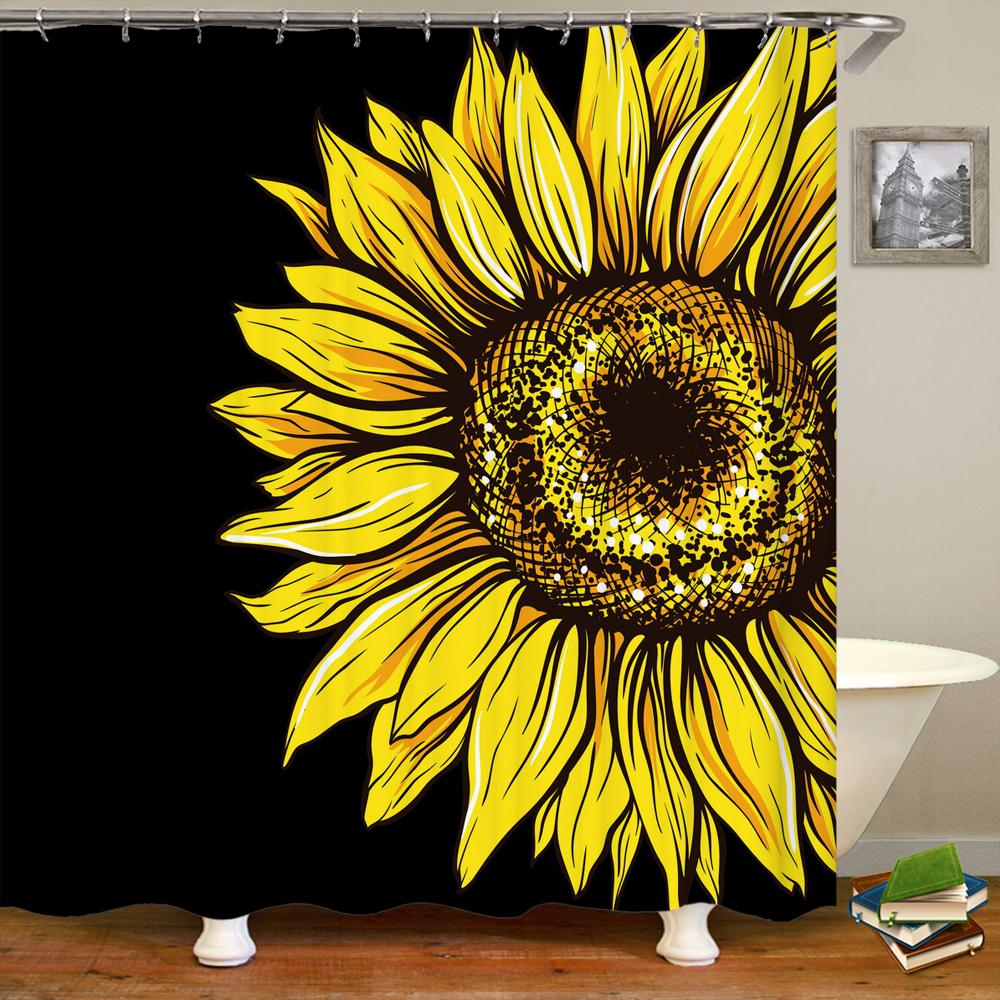 European Retro Flower Shower Curtain Watercolor Floral Bathroom Curtains Waterproof Botanical Bath Curtain With Hooks