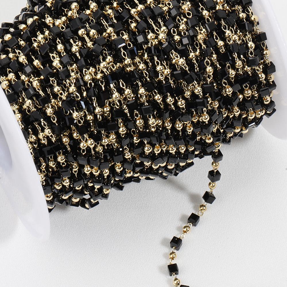 1meter Bohemian Colorful KC Gold Bead Chain for Choker Necklace Women Charm Handmade Party Jewelry Making DIY Components