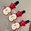 4Pcs Girl Hairpin Red Fruit Slice Decor Hair Clips Smooth Surface Rounded Edges Lightweight Hair Pins Hair