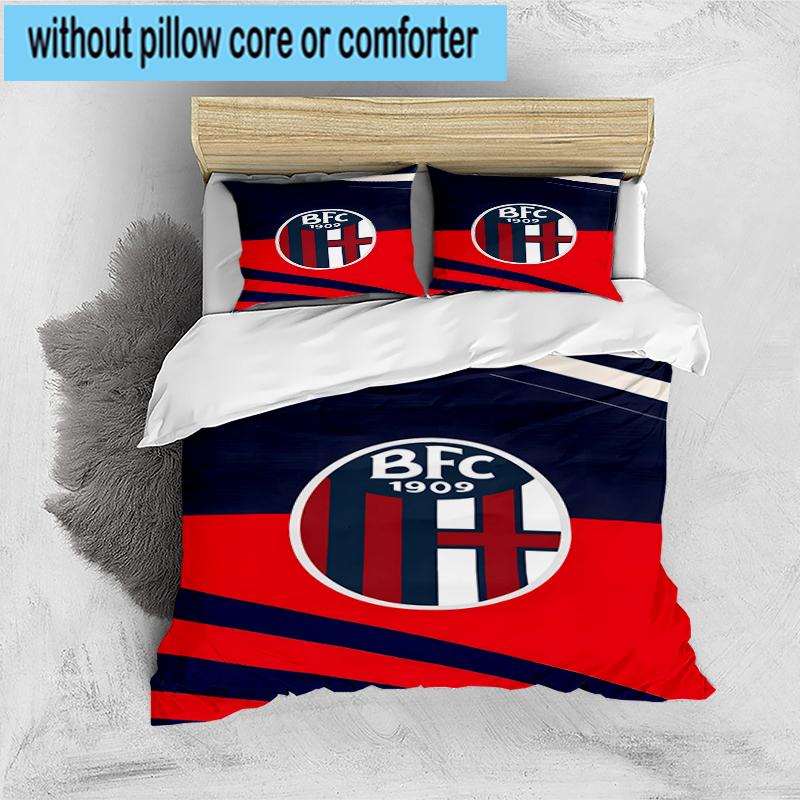3PCS Football Bologna Bedding Set,Including 1pc Duvet Cover And 2pcs Pillowcases Perfect for Bedroom, Dormitory, Fan Christmas gift
