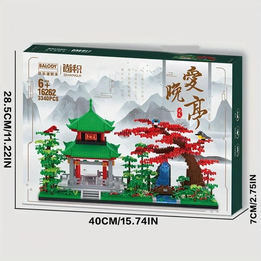Chinese Architecture Building Blocks Diy Love Evening Pavilion Tree Garden Bridge River Model Bricks Diy Toys For Kids Gifts