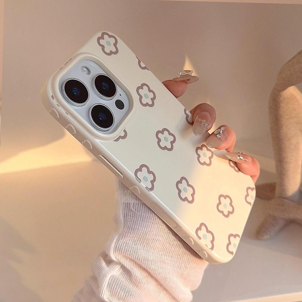 Květinový kryt na telefon s jemnými liniemi vhodný pro telefony Apple