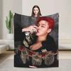 Super Warm Blankets Camping Kpop Ateez Choi San Throw Blanket Flannel Bedspread For Outdoor Novelty Sofa Bed Cover
