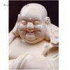1PCS White Porcelain Maitreya Buddha Statue Home Living Room Big Belly Laughing Buddha Ceramic Decoration Opening Gift
