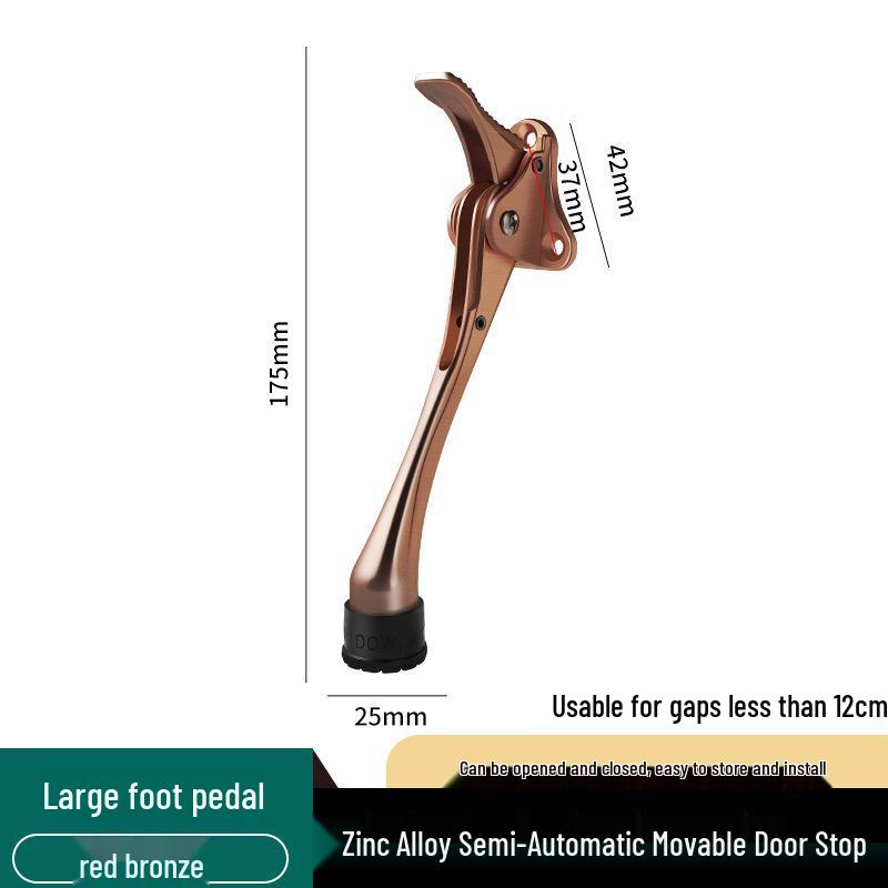 Zinc Alloy Foot Pedal Door Stopper - Anti-Collision Device for Bedroom, Bathroom, Glass, or Wooden Doors.