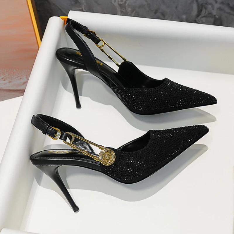 Fashion Comemorer Luxury Pointed High Heels Rhinestone Party Dress Sandals Women 2024 Fashion Elegant Sexy Office Gladiator Women Pumps
