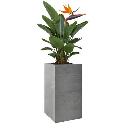 Concrete Planter On Wheels Recycling Board Grey 30X30Xh60 Cm