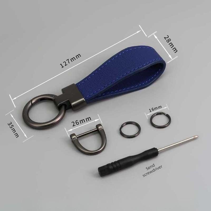 PU Leather Car Keychain Men's and Women's Bag Anti Lost Key Ring Waist Hanging Retro Laser Engraving Customized Keyring Gift