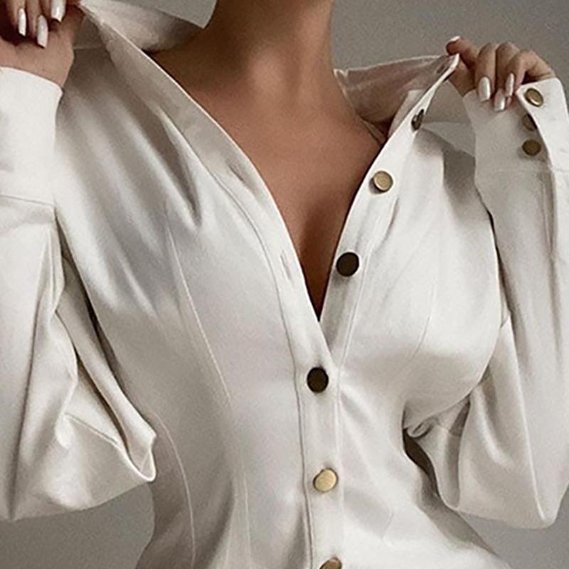 RUGOD Autumn New Fashion Printed Waist Button-Dressed Women's Shirts