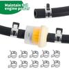 1/4 Inch- 2M/6 Feet Gas Fuel Line Hose With 10 Clamps, 2 In Line Fuel Valves And 2 Filters Kit, Suitable For Lawn Mowers, Cultivators, Tractors, Snow