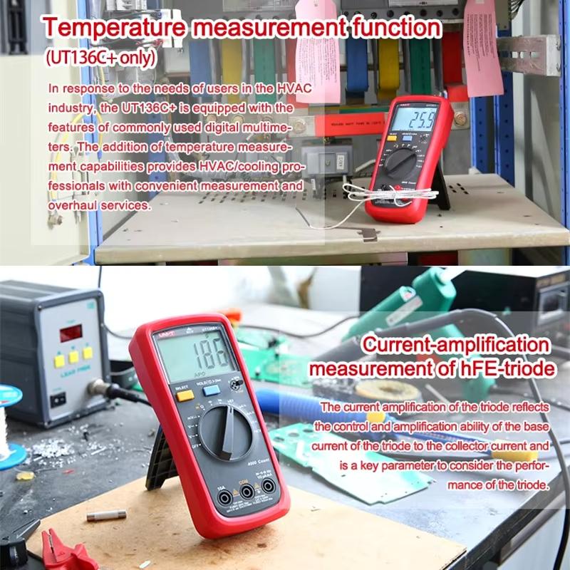 UNI-T UT136B+ Digital Multimeter Large LCD Dual Display 1000V 10A AC DC Voltmeter Current Test Meter UT136C+
