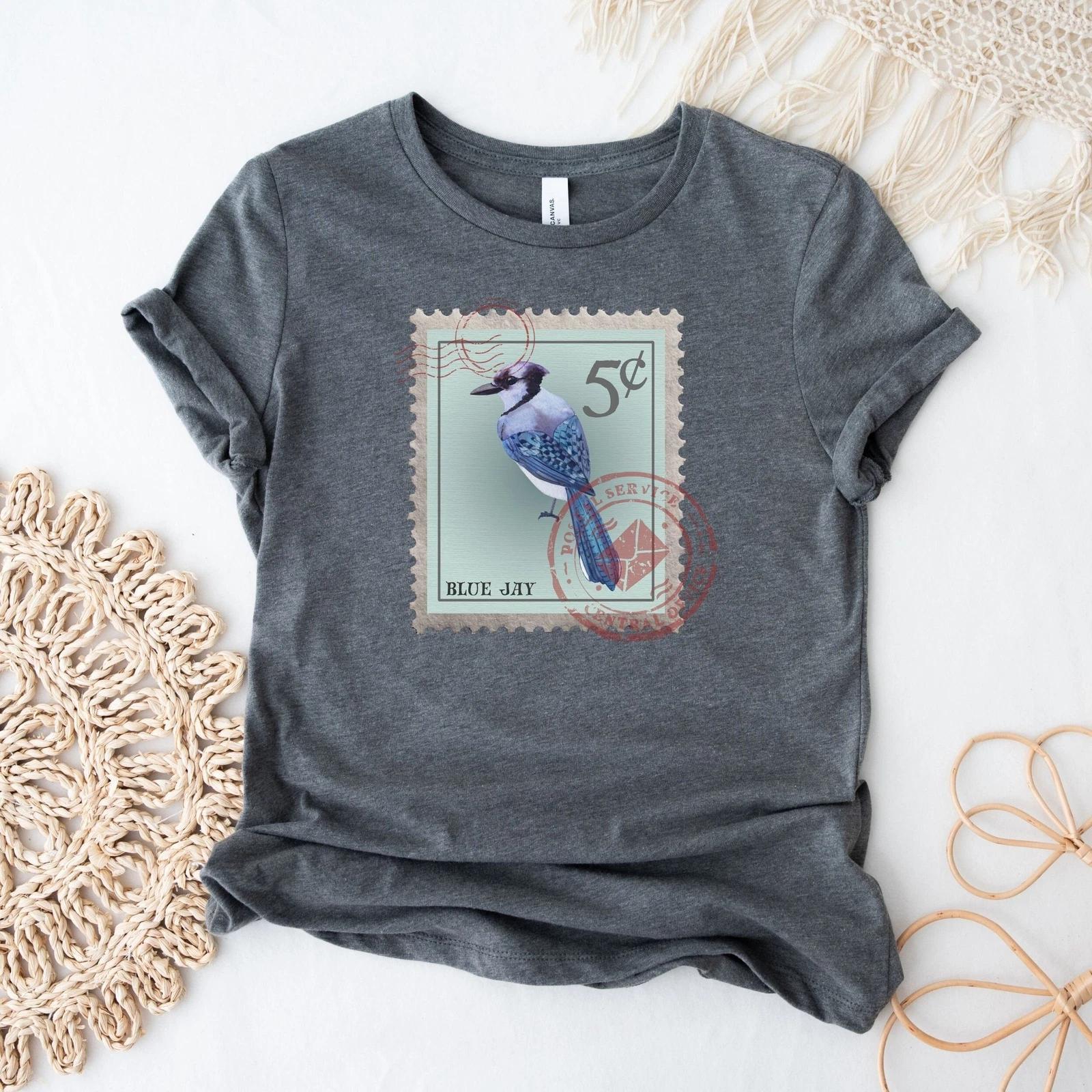 Blue Jay Postage Stamp Shirt S