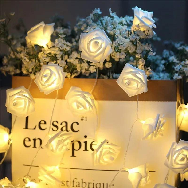 3M 20 LED Simulated White Rose String Light Living Room Bedroom Fairy Light New Year Christmas Valentine's Day Wedding Party Decoration Light