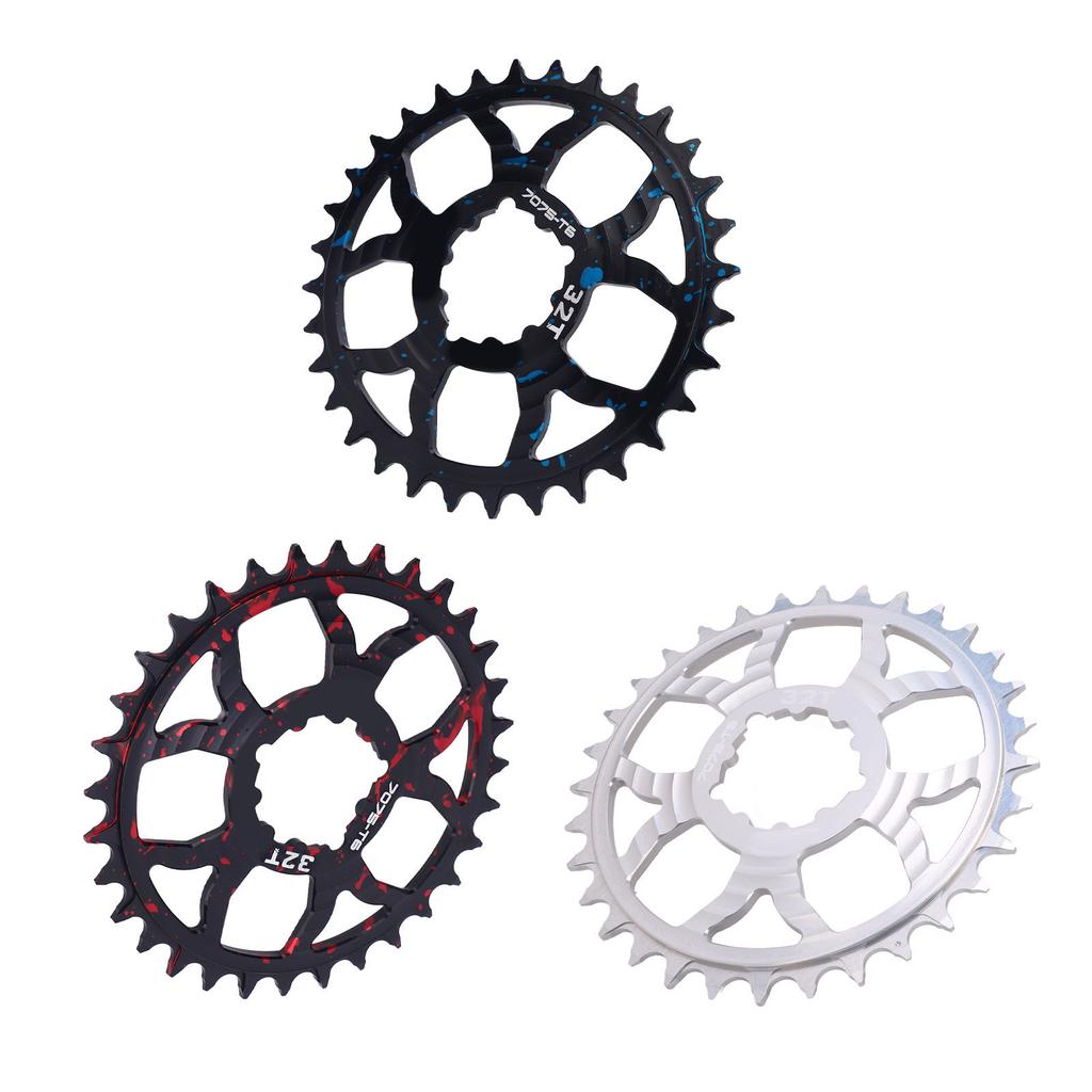 Bike Chainring 32T Round Chainwheel Hollow Aluminium Alloy Single Chain Ring Positive and Negative T