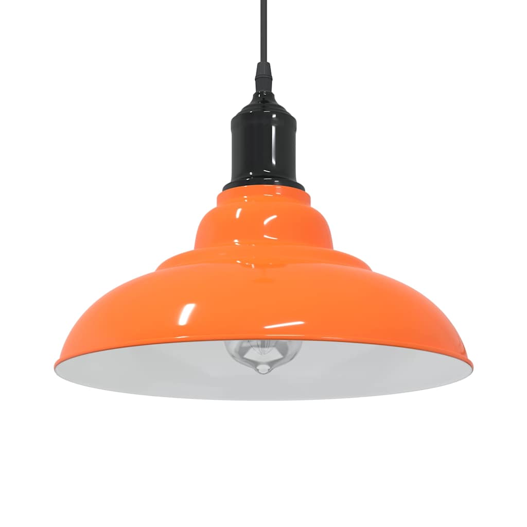 Adjustable Height Pendant Lamp E27 Orange Glossy Ø31 cm Metal