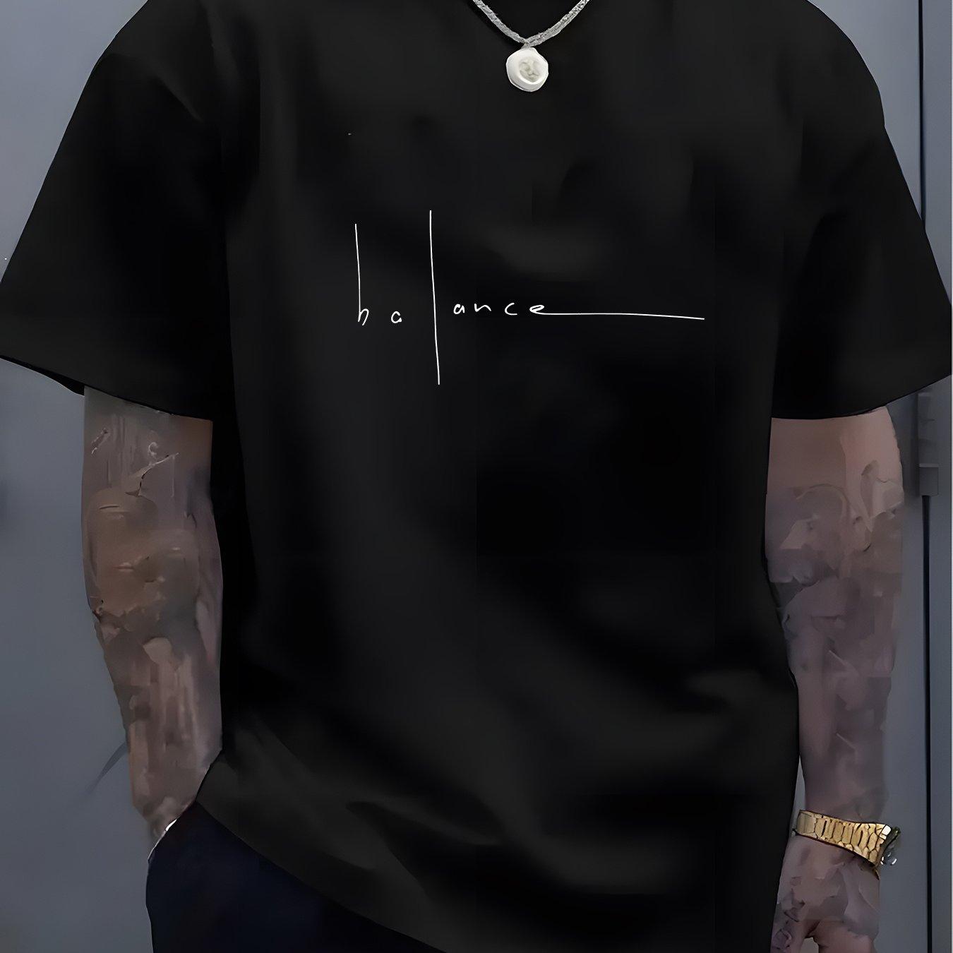 

Mens Printed TShirt 100 Cotton Fashionable Casual Sporty LooseFitting Trendy Balanced Letter Design TShirt S