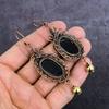 Natural Black Tiger Eye Gemstone Copper Wire Wrap Jewelry Earring 3.55" G9G21